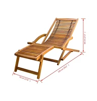 vidaXL Deck Chair with Footrest Solid Acacia Wood