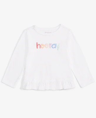 First Impressions Baby Girls Long-Sleeve Hooray Graphic T-Shirt, Created for Macy's