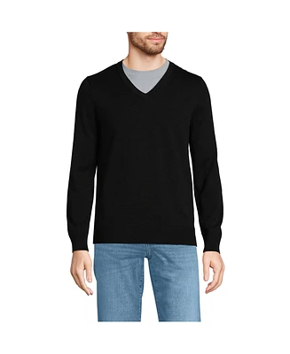 Lands' End Men's Fine Gauge Cotton V Neck Sweater