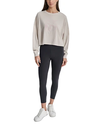 Dkny Women's Cotton Flocked-Logo Long-Sleeve Top