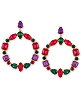 Guess Multicolor Crystal & Stone Circle Statement Earrings