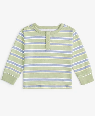 First Impressions Baby Boys Long-Sleeve Striped Henley T-Shirt, Created for Macy's