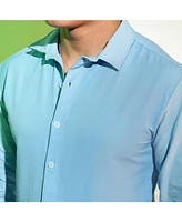 Campus Sutra Men's Sky Blue Solid Basic Shirt