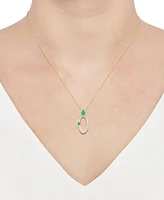 Emerald (3/8 ct. t.w.) & Diamond (1/3 ct. t.w.) Oval 18" Pendant Necklace in 14k Gold