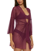 Becca Women's Muse Mesh Tie-Front Cover-Up Tunic