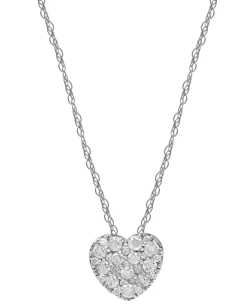 Diamond Heart Cluster 18" Pendant Necklace (1/3 ct. t.w.) in 10k White Gold