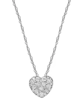 Diamond Heart Cluster 18" Pendant Necklace (1/3 ct. t.w.) in 10k White Gold