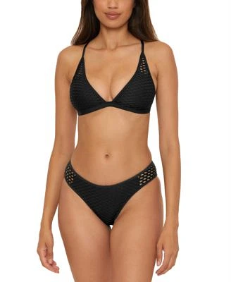 Becca Womens Castaway Fishnet Bikini Top Hipster Bottoms