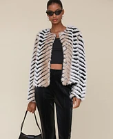 Avec Les Filles Women's Chevron Faux-Fur Jacket