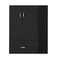 Depot E-Shop Portugal Armoire 70H", Double Door Cabinet, Two Drawers, Metal Handles, Rod