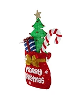 Northlight 41.75" 3D Lighted "Merry Christmas" Gift Bag Outdoor Yard Decoration