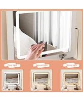 Homsee White Wood 3-Drawer Chest of Drawers with Flip-top Mirror