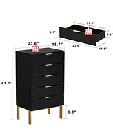 Homsee 5-Drawer White Wood Storage Cabinet Organizer W/Metal Leg