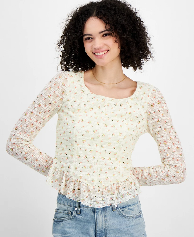 Self Esteem Juniors' Lace Peplum Top