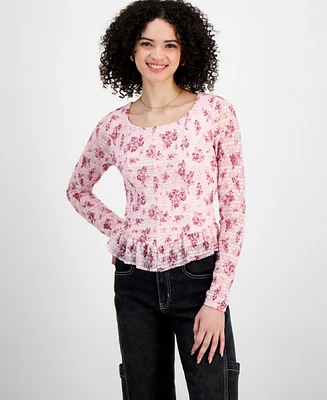 Self Esteem Juniors' Lace Peplum Top