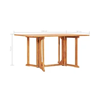 vidaXL Folding Butterfly Patio Table 59.1"x35.4"x29.5" Solid Teak Wood