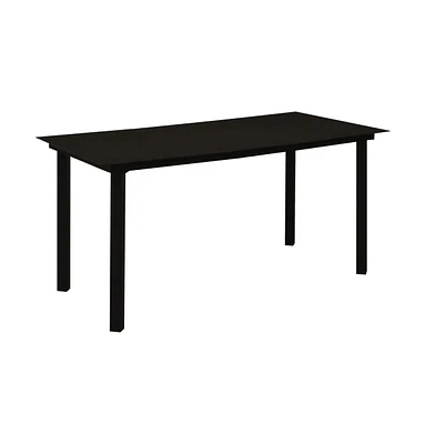 vidaXL Patio Dining Table Black 59.1"x31.5"x29.1" Steel and Glass