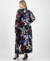 Anne Klein Plus Printed Twist-Front Maxi Dress