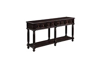 Slickblue 58'' Retro Console Table – Distressed Black Entryway Sofa Table with 2 Drawers and Bottom Shelf for Storage