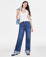 On 34th Women's Denim Tinted Cuffed Wide-Leg Jeans, Exclusively at Macy's