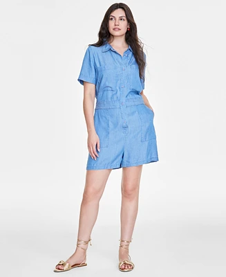 On 34th Women's Chambray Utility Romper, Created for Macy's