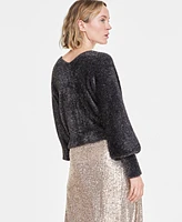 On 34th Women's Metallic Plush-Knit Cardigan, Created for Macy's