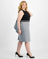 Kasper Plus Sleeveless Tweed Sheath Dress