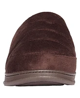 Weatherproof Men's Microsuede Puffer Clog with Tipped Shearling Faux Fur Lining Indoor-Outdoor Sole Slipper