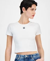 Hugo Women's Delanor Cropped Crewneck Logo Tee