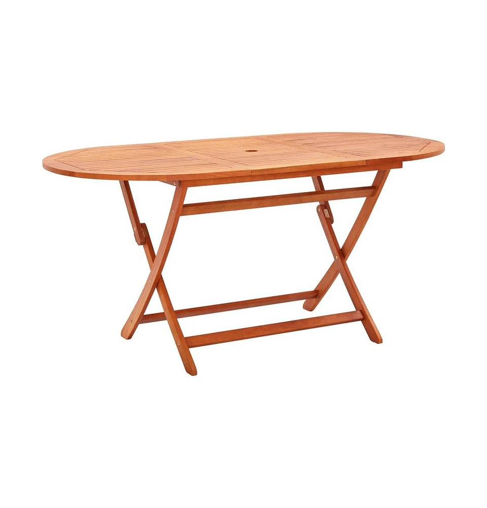 vidaXL Folding Patio Table 63"x33.5"x29.1" Solid Wood Eucalyptus