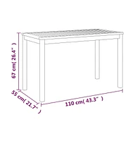 vidaXL Patio Table 43.3"x21.7"x26.4" Solid Wood Acacia