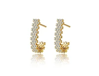 Hollywood Sensation Cubic Zirconia J Hoop Earrings Gold or Silver