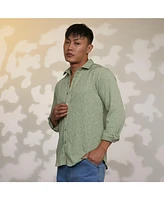 Campus Sutra Men's Sage Green Geometric-Texture Shirt
