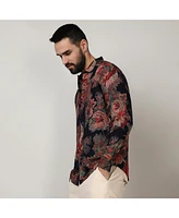 Men's Crimson Red & Midnight Black Paisley Flora Shirt