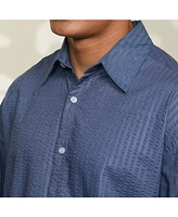 Campus Sutra Men's Lapis Blue Candy-Textured Shirt