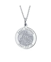 Bling Jewelry Saint Michael Patron of Military Police Security Worker Medal Medallion .925 Sterling Silver Pendant Necklace for Women