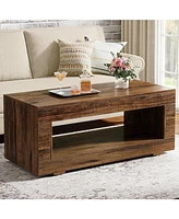 Tribesigns Coffee Table for Living Room, 43.3" Modern Farmhouse Coffee Table with Storage, 2-Tier Wood Rectangular Center Table Cocktail Living Room T