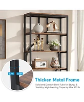 Tribesigns 70.9 Inch Industrial Bookshelf, 6-Tier Tall Bookcase with Open Shelves, Wood and Metal Display Shelf Storage Shelves for Bedroom, Living Ro