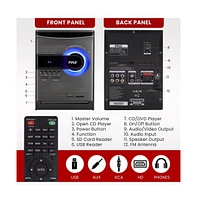 Pyle Home Stereo Shelf System With Bluetooth, Cd Player, Fm Radio, Usb/Sd Playback, 30 Watt