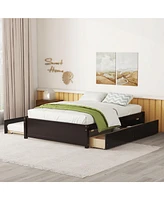 Slickblue Full Bed with Twin Trundle and Two Drawers for Extra Storage