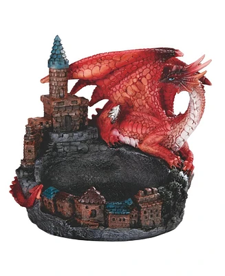 Fc Design 6"W Red Dragon with Castle Dish Figurine Decoration Home Decor Perfect Gift for House Warming, Holidays and Birthdays