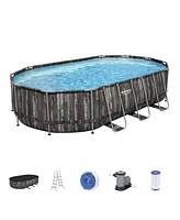 Bestway Power Steel 20' x 12' x 48" Oval Above Ground Outdoor Swimming Pool Set