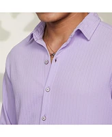 Men's Lilac Stripe-Creased Shirt