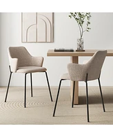 Gymax 4 Pcs Dining Chairs Set of 2 w/ Curved Backrest Wide Seat & Armrests Durable Frame Beige