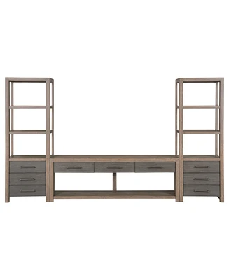 Portmore 80" Wood 3PC Tv Console Set (80"Console, 2 Piers)