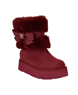 Guess Women's Denla Cold Weather Faux Fur Cozy Booties