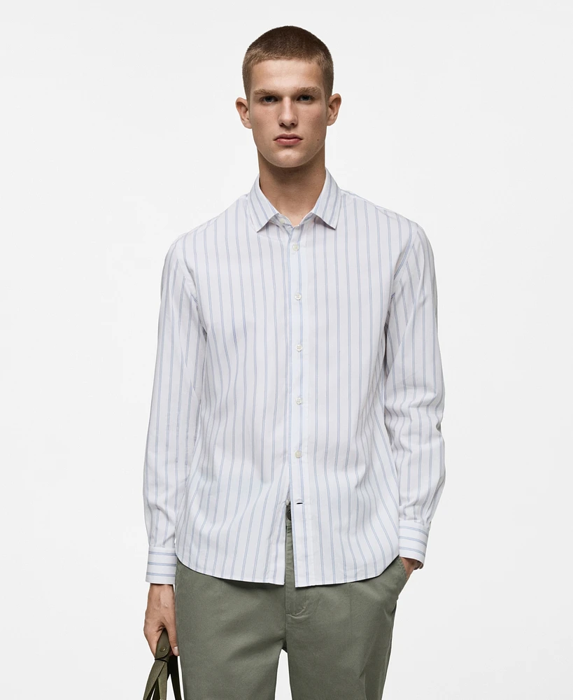 Mango Men's Striped Cotton Shirt