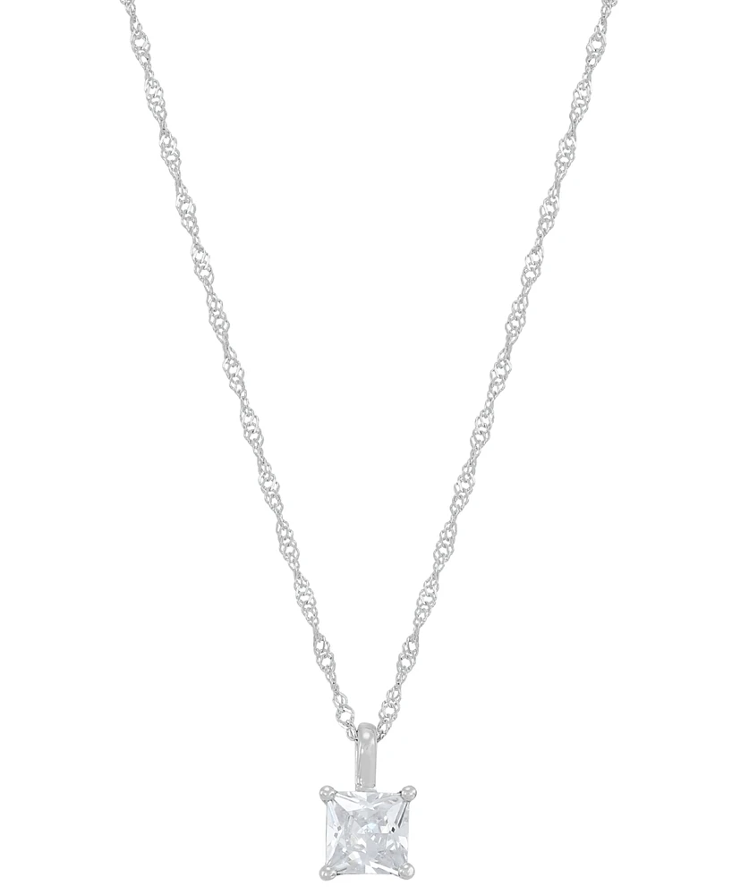 Diamond Princess Solitaire 18" Pendant Necklace (3/8 ct. t.w.) 14k Gold