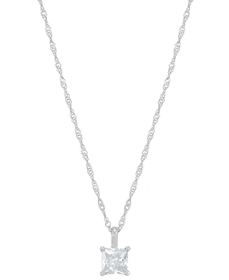 Diamond Princess Solitaire 18" Pendant Necklace (3/8 ct. t.w.) 14k Gold