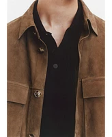 Mango Men's Leather Pocket Detail Suede Overshirt